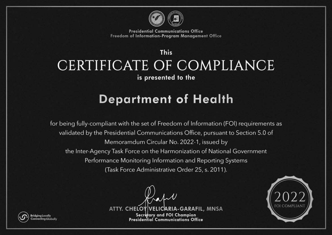 Certificate of Compliance 2022